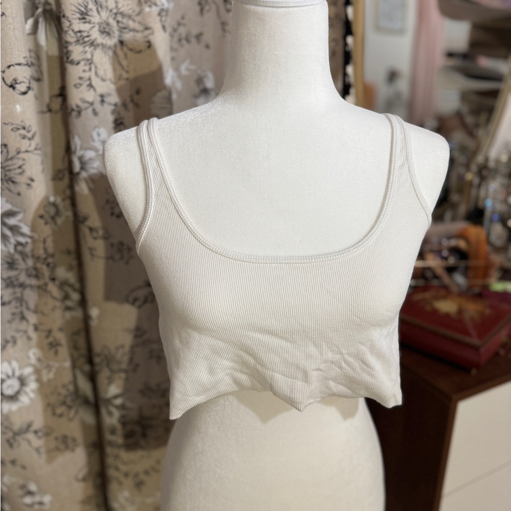 White Ribbed Tank Top